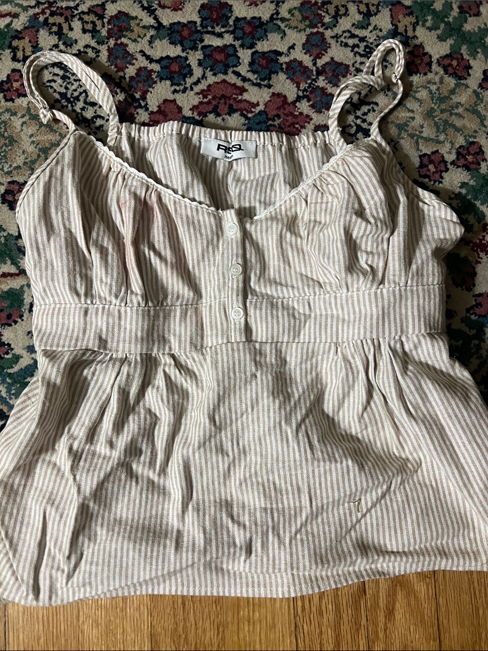 RSQ Beige and White Striped Cotton Cami